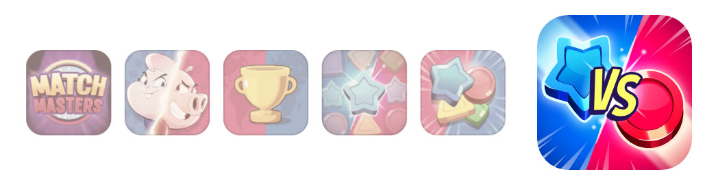 Match Masters icon: blue star and red circle clash, VS is written in the middle